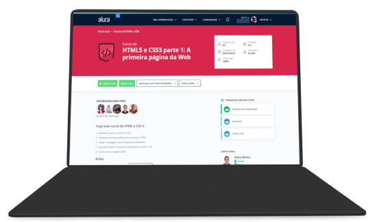 Um Notebook apresentando os cursos da alura